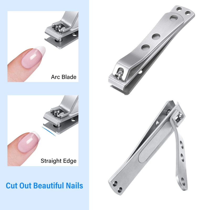 2 Pieces Straight Edge Toenail Clippers, Nail Clipper Set, Strong Toenail Clippers, Large Wide Jaw Fingernail Toenail Clippers for Thick Nails Fingernail and Toenail Clipper for Men - NewNest Australia