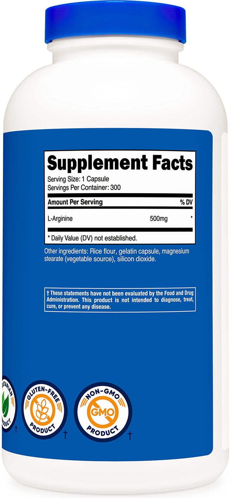 Nutricost L-Arginine 500mg, 300 Capsules - Gluten Free and Non-GMO 300 Count (Pack of 1) - NewNest Australia