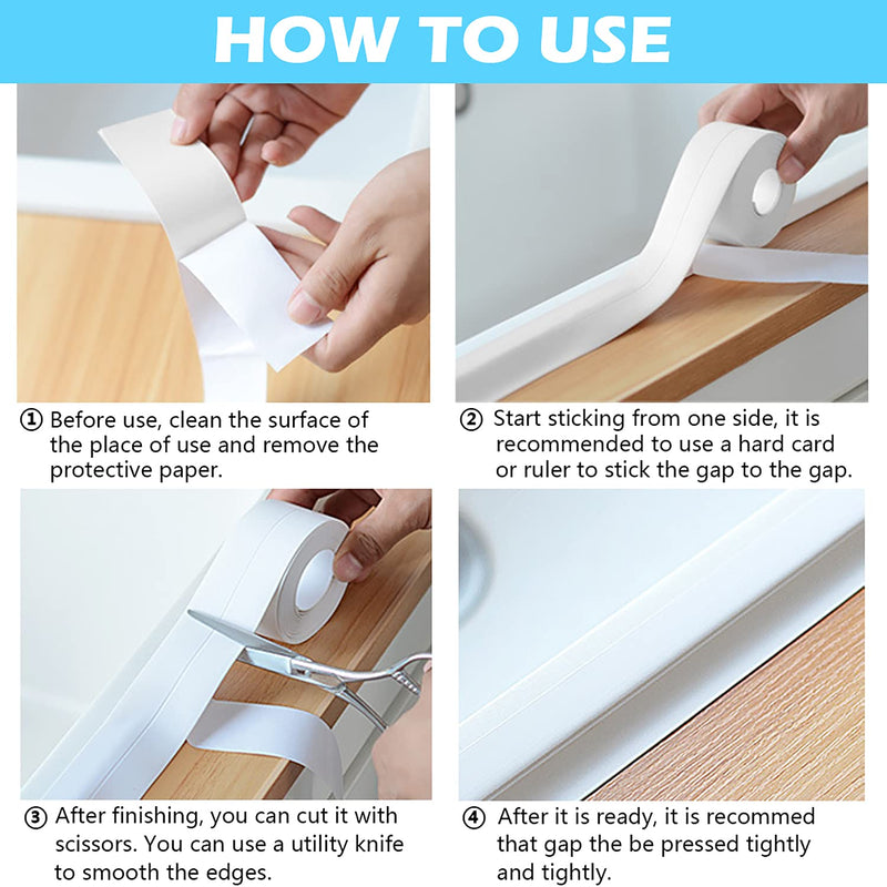 Caulk Strip, 1.5" x 10.5Ft Self Adhesive Caulk Tape, PVC Waterproof Sealing Tape for Bathroom Bathtub Kitchen Toilet Wall Grey - NewNest Australia