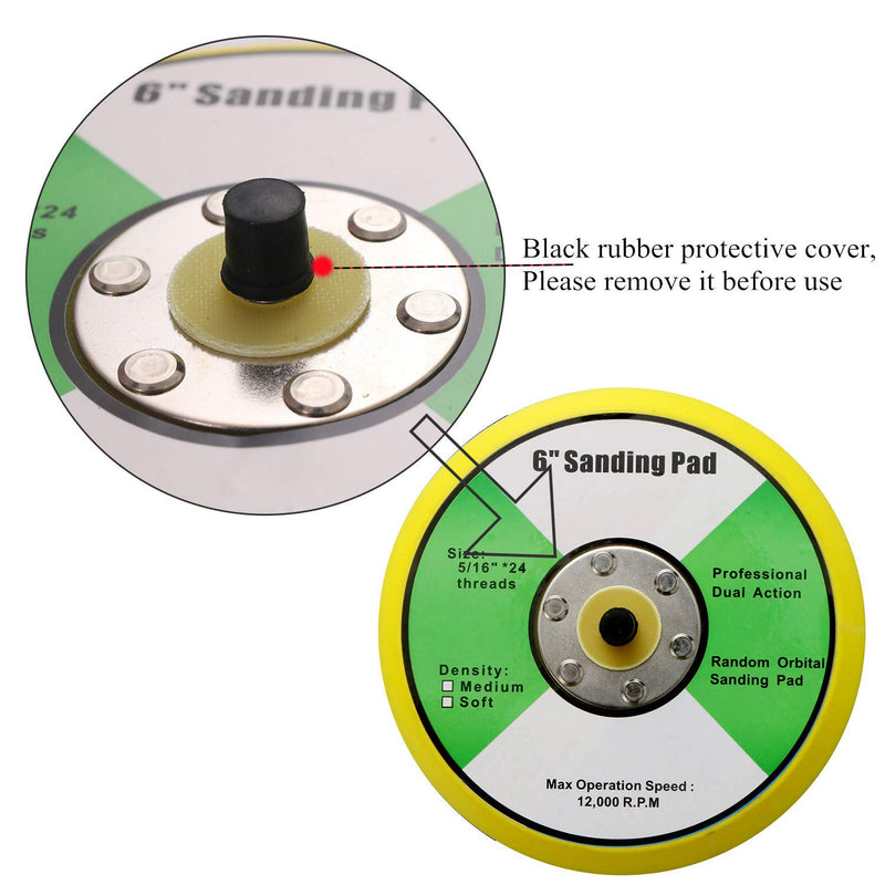 6-Inch Hook and Loop Backing Plates - DA Air Random Orbital Sander/Polisher PU Backing Pad for Sanding Finishing Polishing Buffing, 5/16”-24 Threads,1 Piece. 6inch - NewNest Australia