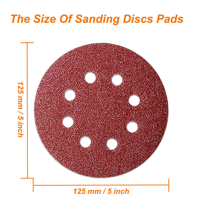 50Pcs 125mm 8 Holes Sanding Discs Pads Sanding Sheets, 5 Inch 60 Grits Hook and Loop Sandpaper Sheet for Random Orbital Sander. - NewNest Australia