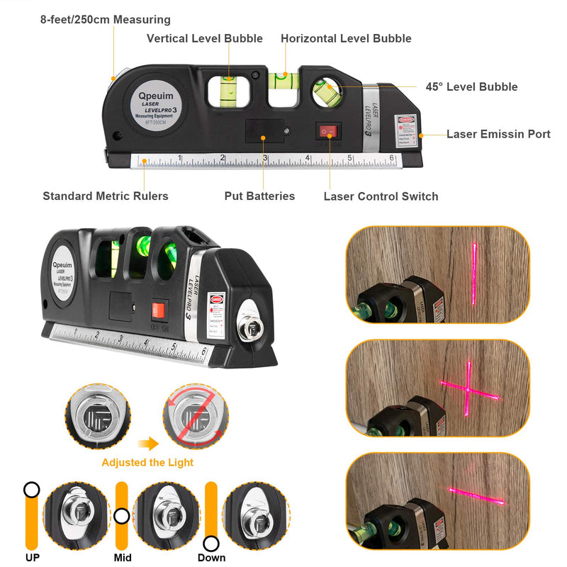 Laser Level Tool, Multipurpose Laser Level Kit Standard Cross Line Laser level Laser Line leveler Beam Tool with Metric Rulers by QPEUIM - NewNest Australia