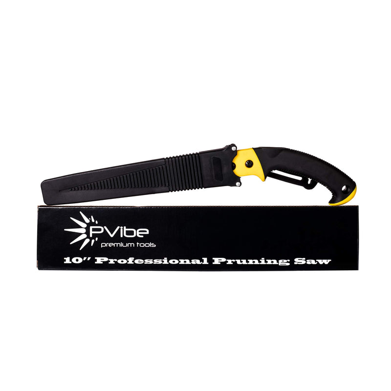 PVibe Tools Heavy Duty Pruning Saw - 10" Razor Sharp Straight Crosscut Blade - Ergonomical Comfort Handle Perfect for Trimming Trees, Plants, Shrubs, Wood, and More! Includes Blade Sheath Cover - NewNest Australia