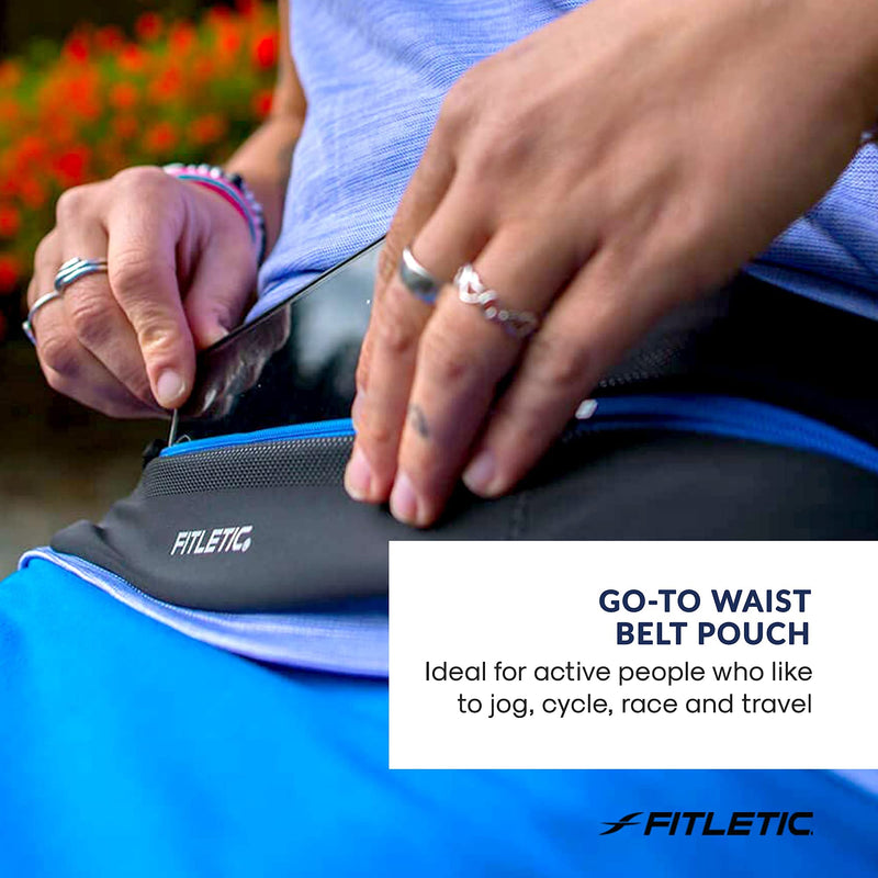 Fitletic - Bolt Running Pouch, Runners Pouch, Double Pocket Running Waist Belt, Waterproof, Adjustable, and Expandable, Running Accessories Black - NewNest Australia