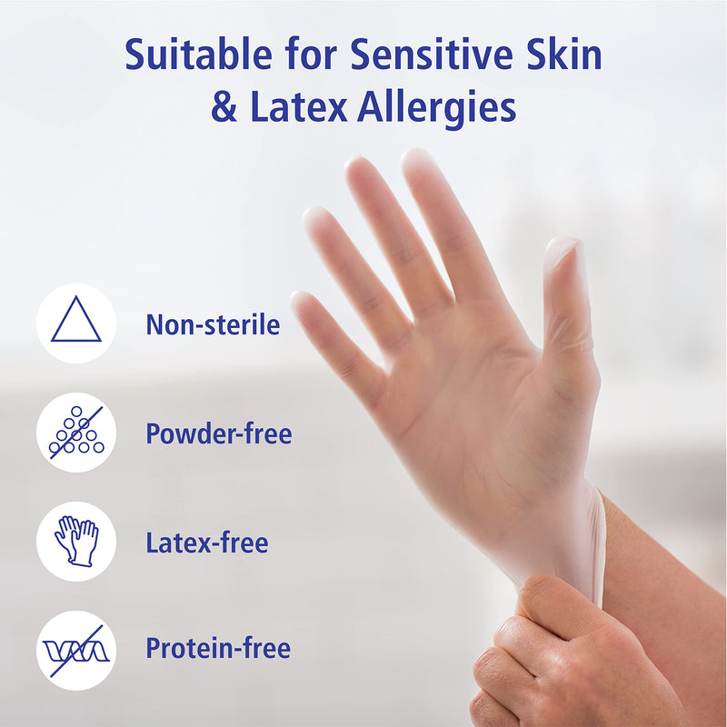 Examination Gloves - Medium, Powderless, Hypoallergenic, Heavy Duty, Latex Free, Long Cuff, Ambidextrous, Disposable, for Any Sector, Bulk Buy (Clear) (Medium) - Meditrade Vinyl 2000 PF Clear - NewNest Australia