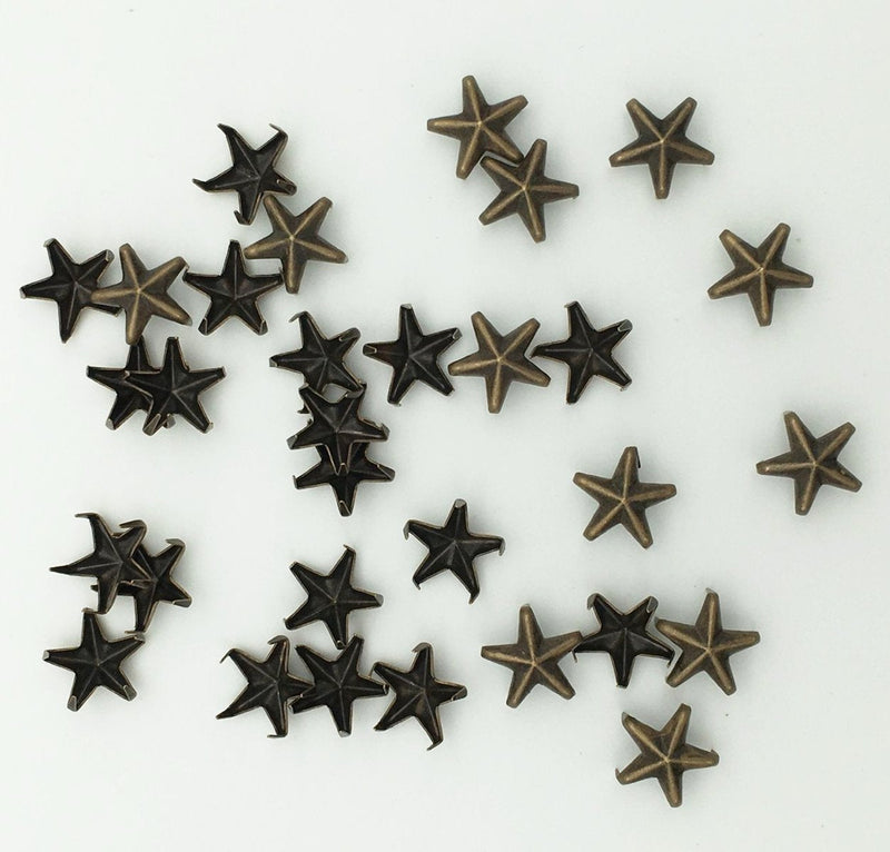 100pcs 10mm Star DIY Leathercraft Metal Punk Studs Rivet Spikes Nailheads (Bronze) Bronze - NewNest Australia