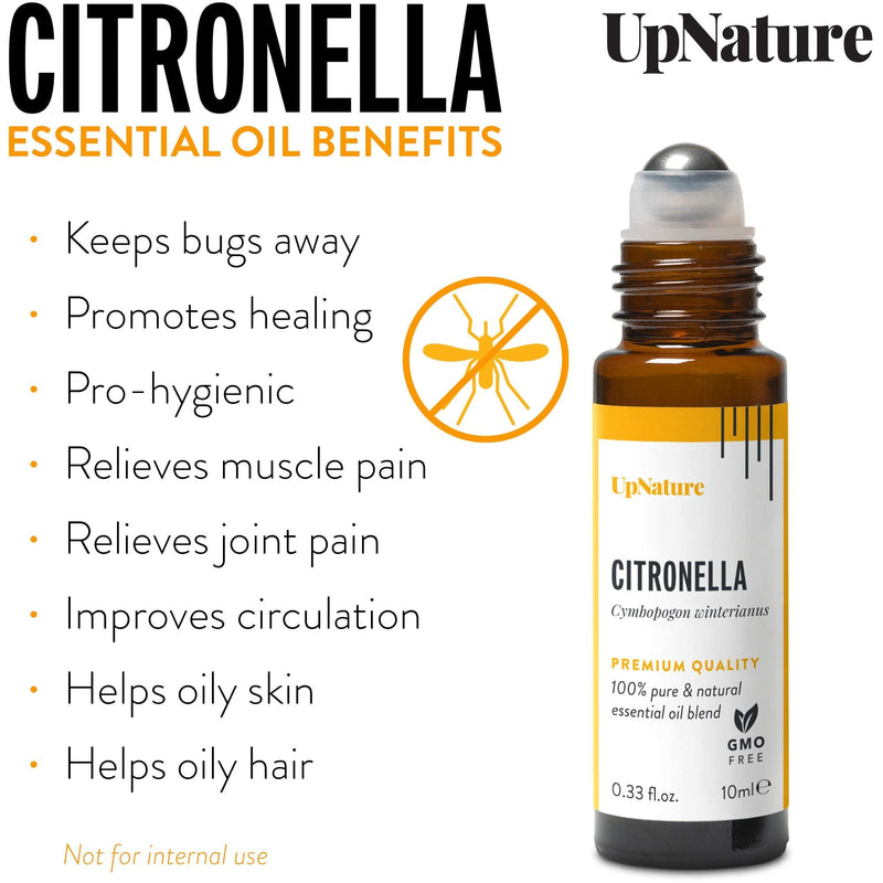 Citronella Essential Oil Roll-On – Boost Your Mood, Stay Safe from Bugs - Pre-Diluted, Aromatherapy, Therapeutic Grade – Perfect Stocking Stuffer! (10ml/.33) Citronella - NewNest Australia