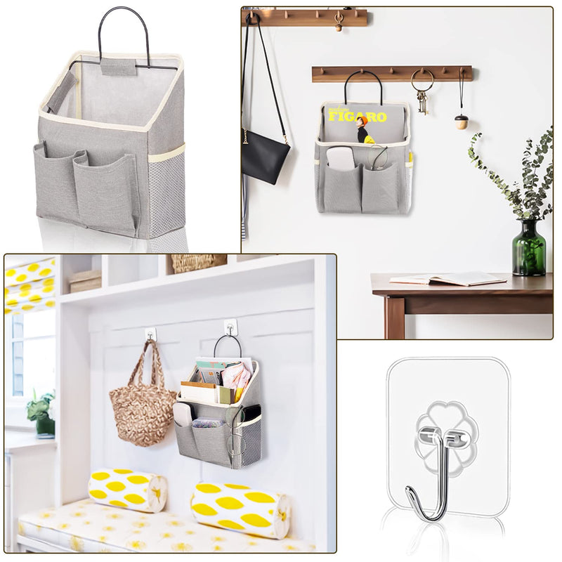 LYroo 2 Pack Wall Hanging Bag for Bathroom Kitchen Dormitory Organizer Basket Waterproof Wall Storage Box with Sticky Hook - NewNest Australia