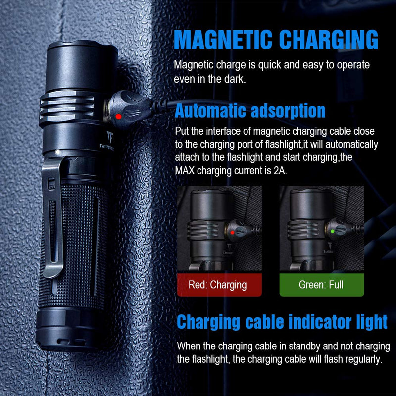 TrustFire MC3 Tactical LED Flashlight 2500 Lumens USB Magnetic Charging Torch 21700 Rechargeable Light IP68 Waterproof EDC Handheld Lamp Work Lights with Memory Strobe Mode, for Gift Giving - NewNest Australia