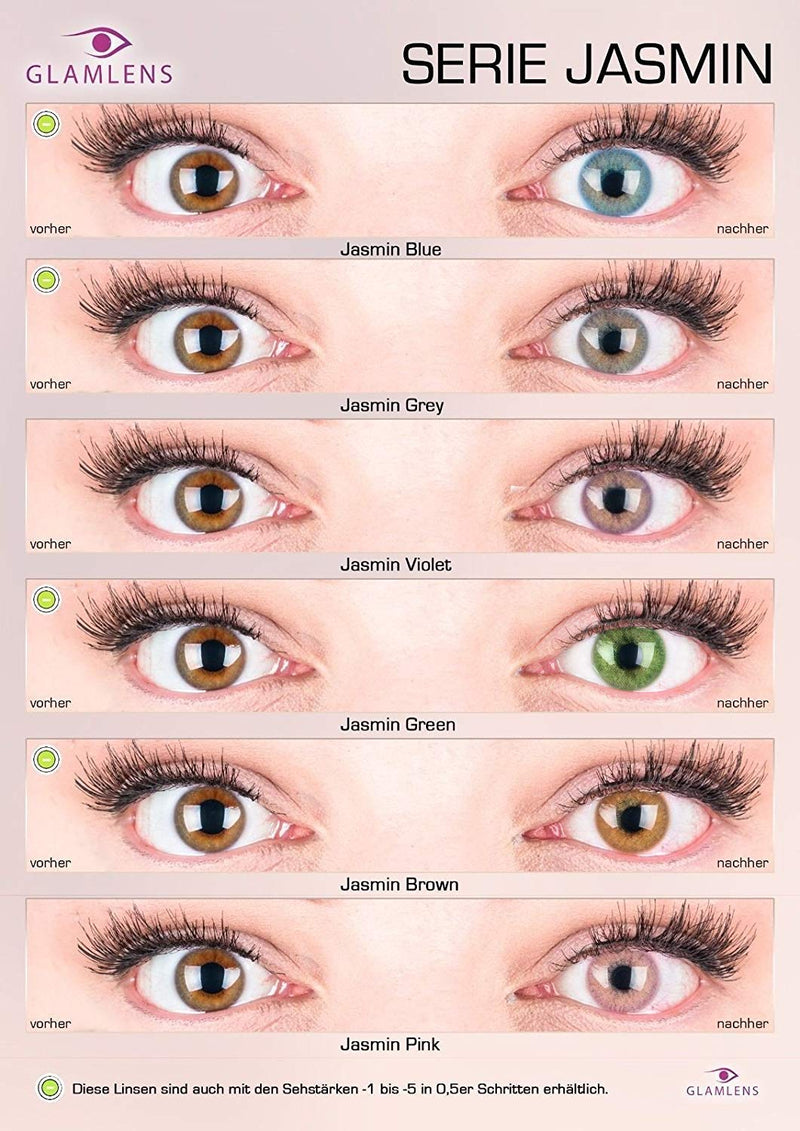 Glamlens Silicone Comfort Contact Lenses, Colored ‚újasmine Green‚ù, Very Strongly Opaque And Natural Green + Container, 1 Pair (2 Pieces), Dia 14.00, With And Without Prescription - NewNest Australia