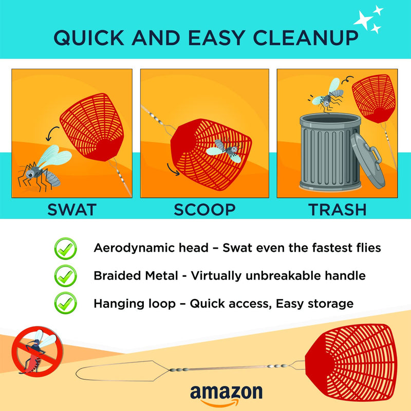 Bug & Fly Swatter – Braided Metal Handle 6 Pack Fly Swatters – Indoor / Outdoor – Pest Control flyswatter - NewNest Australia