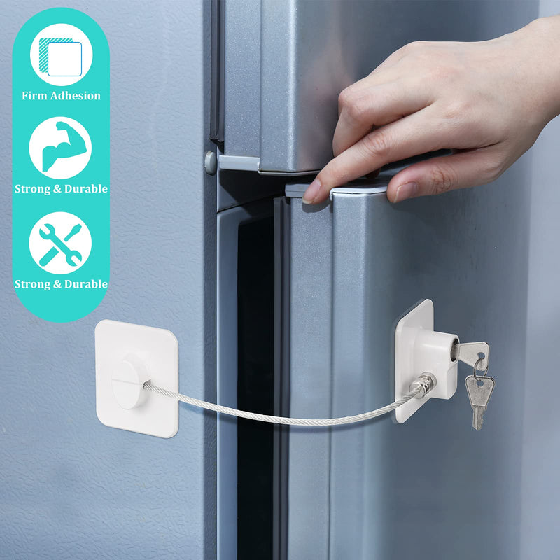 4 Pieces Fridge Lock Refrigerator Lock with 8 Key, Freezer Lock Child Safety Cabinet Lock with Adhesive for Kitchen Appliance, Openable Furniture, Sliding Closet, Drawer and Toilet Seat (White) White - NewNest Australia