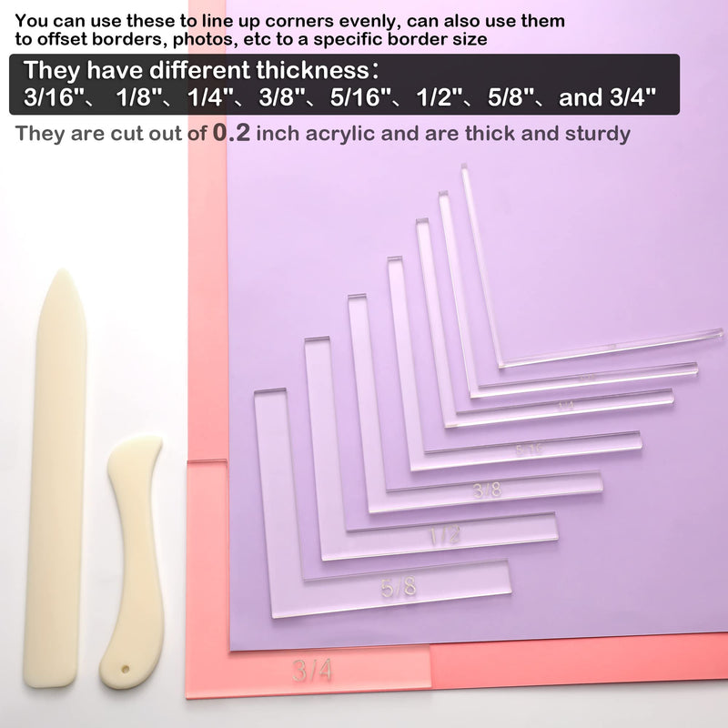 10 Pieces Creative Positioning Pieces Card Corners Helpers with Bone Folder Tool Stamping Corners Paper Craft Supplies Scrapbooking Tools for Paper Craft Card Making and Scrapbooking (Transparent) Transparent - NewNest Australia