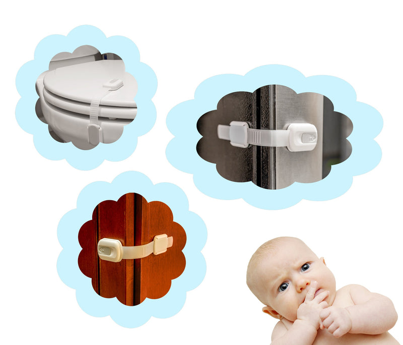 WONDERKID Adjustable, Reusable Child Safety Locks - Latches to Baby Proof Cabinets, Doors & Appliances (Brown) - NewNest Australia