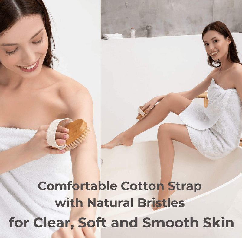 Dry Brushing Body Brush Set - Best for Cellulite, Lymphatic Drainage & Skin Exfoliating - Natural Bristle Spa Kit - Long Handle Back Scrubber, Massager & Face Exfoliator for Radiant Skin - NewNest Australia