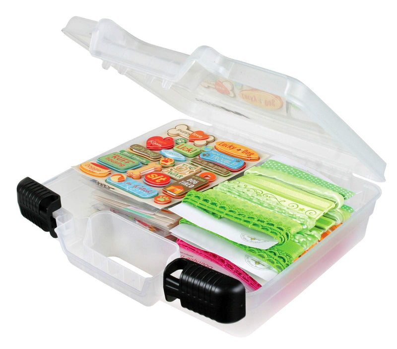 ArtBin 6972AB 10 inch Quick View Deep Base Carrying, Portable Art & Craft Organizer with Handle, [1] Plastic Storage Case, Translucent, Clear 10 inch - Deep Open - NewNest Australia
