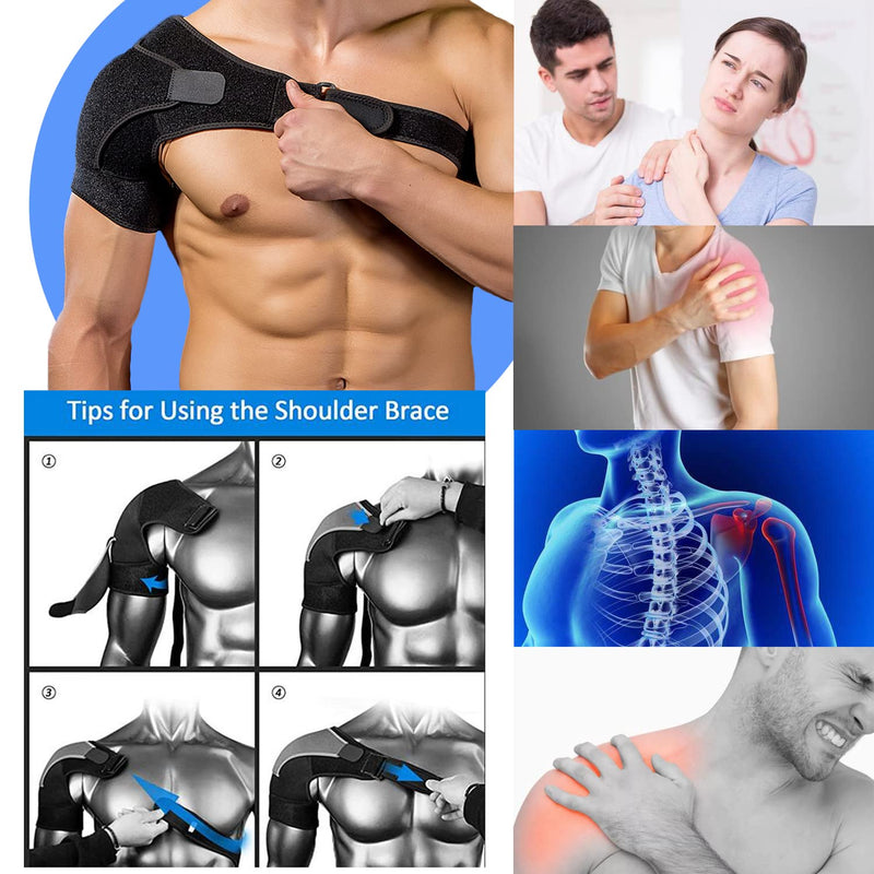 SOLO ACTFIT Shoulder Brace Adjustable Neoprene Wrap Arm Support Shoulder Support to Protect Against Injury Pain Rotator Elastic Sports Cuffs for Right and Left - NewNest Australia