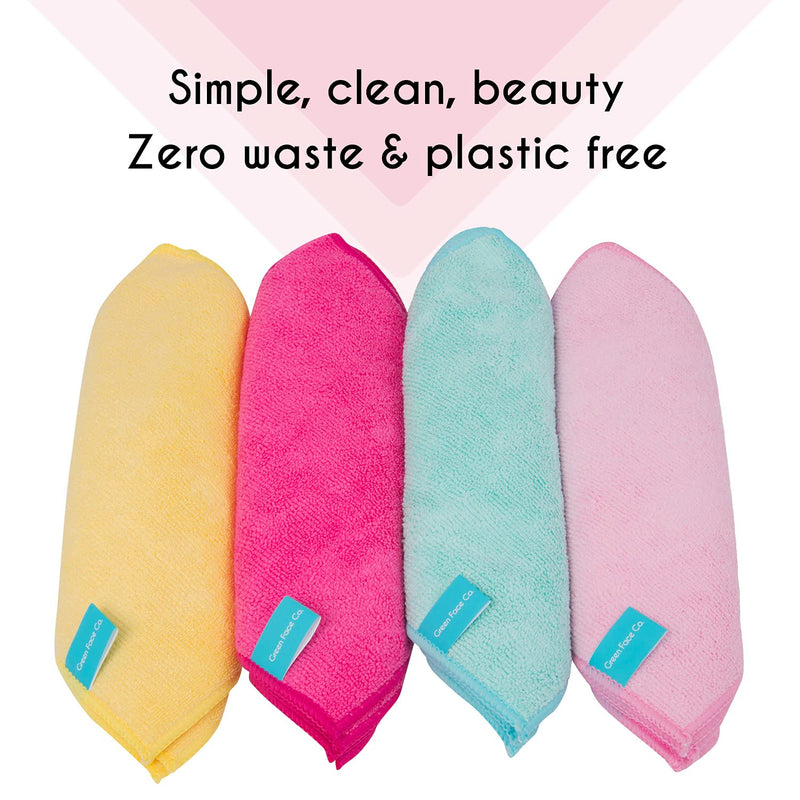 20 x Microfibre Makeup Remover Wipes with Laundry Bag by Green Face Co | Reusable Soft Facial Cloths for Beauty Routine | Great Make Up Removing Towel or Cleansing Cloth - NewNest Australia