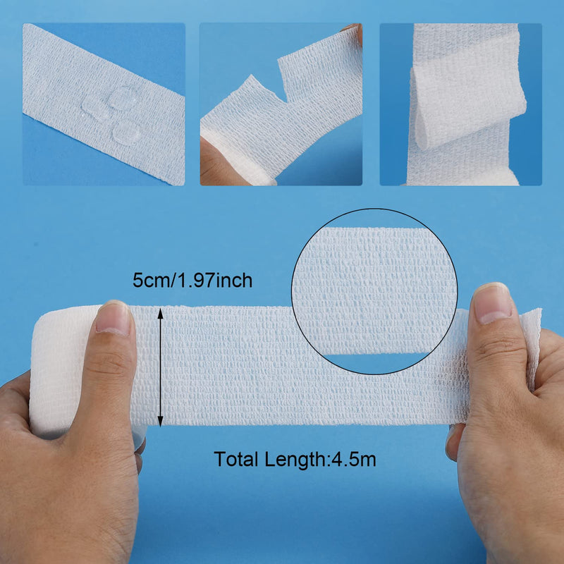 6 Rolls Cohesive Bandage, 2" x 5 Yards Self Adherent Wrap Medical Tape Breathable Elastic Adhesive Bandage Athletic Sports Tape for Finger Ankle Wrist (White) White - NewNest Australia