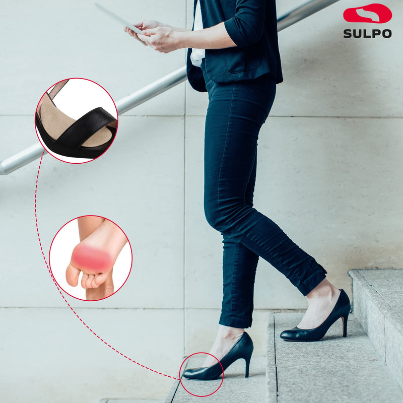 SULPO 4 pairs of ball pads for shoes that are too big - Fits in almost every shoe - Pads against foot pain and metatarsalgia - Silicone and velor metatarsal pad, toe liner - Heel insoles beige & black 4 pairs - NewNest Australia