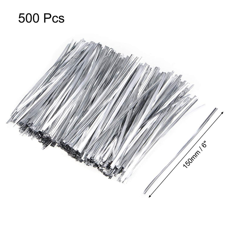 uxcell Metallic Twist Ties 5.9 Inches Quality Plastic Closure Tie for Tying Gift Bags Art Craft Ties Manage Cords Silvery 500pcs - NewNest Australia