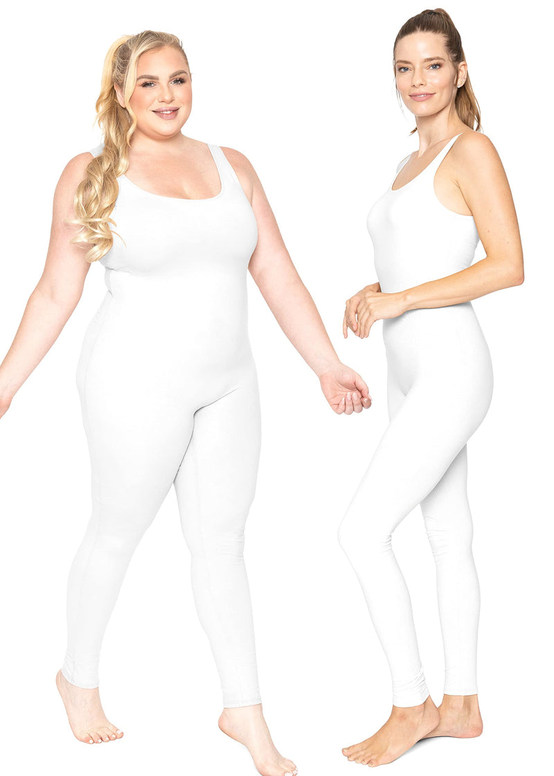 Women's Regular and Plus Size Cotton Tank Unitard White Medium - NewNest Australia