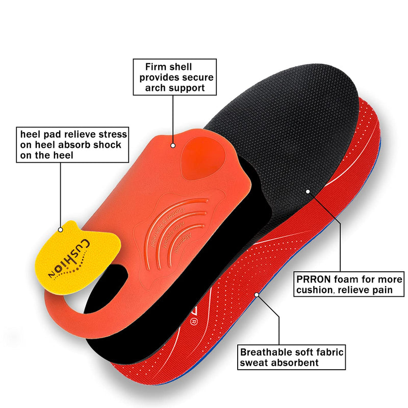 Orthotic Insoles Arch Support Full Length Inserts Metatarsal Pinnacle Plus for Flat Feet,Metatarsalgia, Plantar Fasciitis, Heel Pain, Big Toe, Pain Forefoot Pain(Size:UK-5,Length:9.44",Red) UK-5-24CM--9.44" Red - NewNest Australia