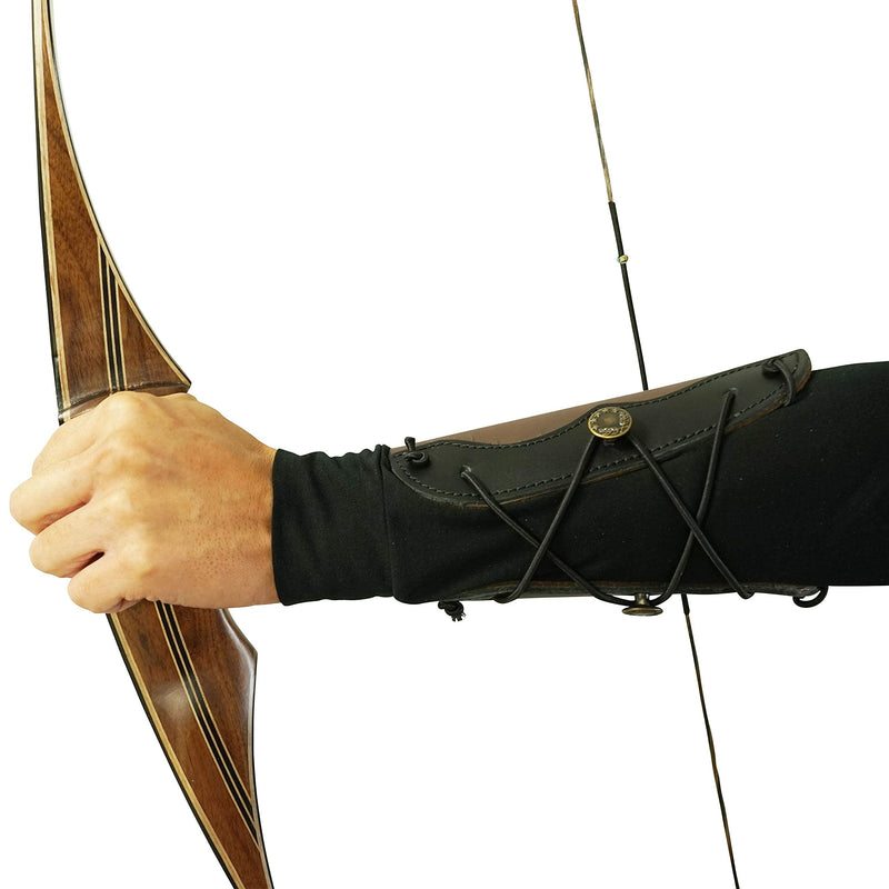 SAS Leather Traditional Arm Guard with Stretch Cord and Button Hook Armguard for Archery Bow Range Longbow Recurve Bow Small-5.75"x4.75" - NewNest Australia