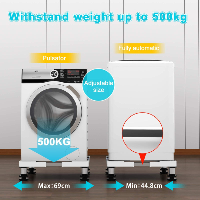 Dewel Multi-functional Adjustable Base, Fridge Washing Machine Stand, with 4 Heavy Duty Adjustable Feet, Height Adjustable 13-17 cm, for Dryer Refrigerator Washing Machine, Load 350kg - NewNest Australia