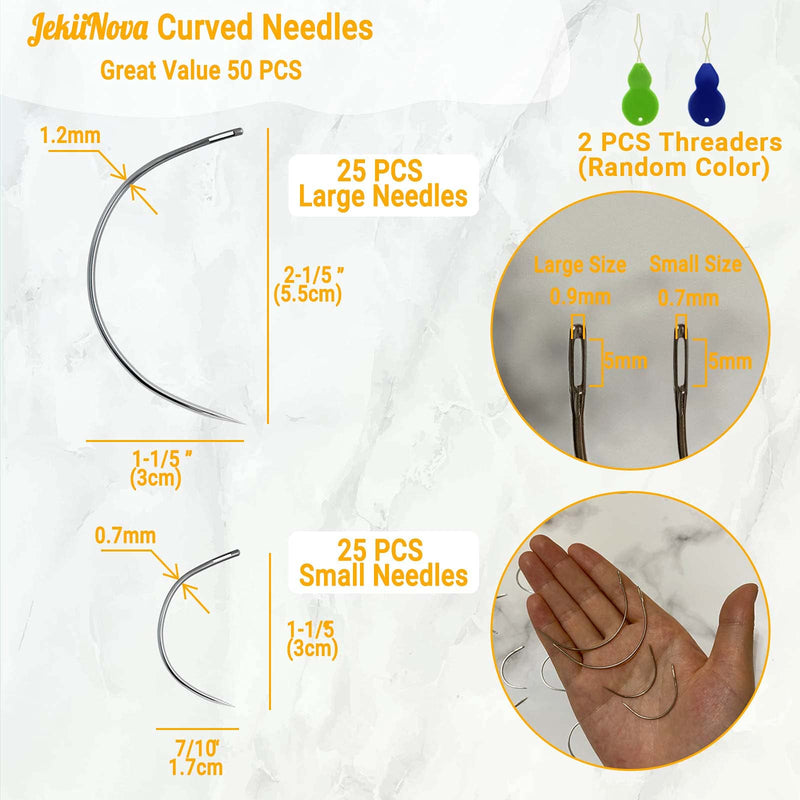 50 Pcs Curved Needles, Curved Sewing Needles for Leather Projects Carpet or Canvas Repairing Wig Making Upholstery Weaving Needles Embroidery Needles for Hand Sewing - NewNest Australia