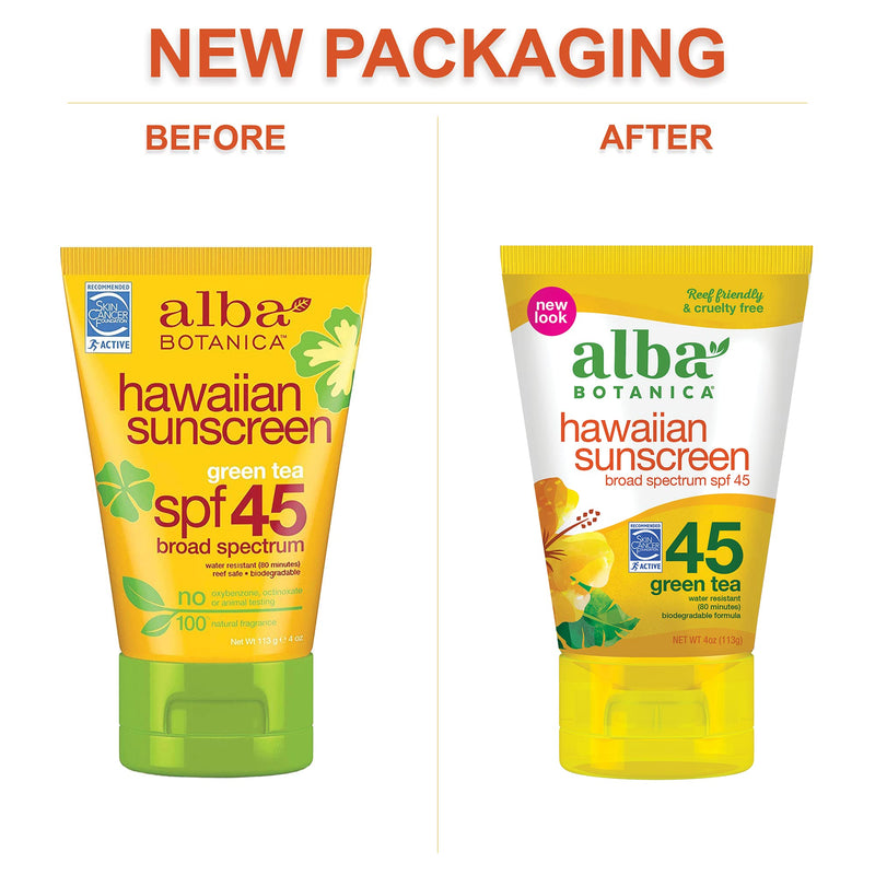 Alba Botanica Hawaiian Green Tea Sunscreen SPF45, 113 g - NewNest Australia