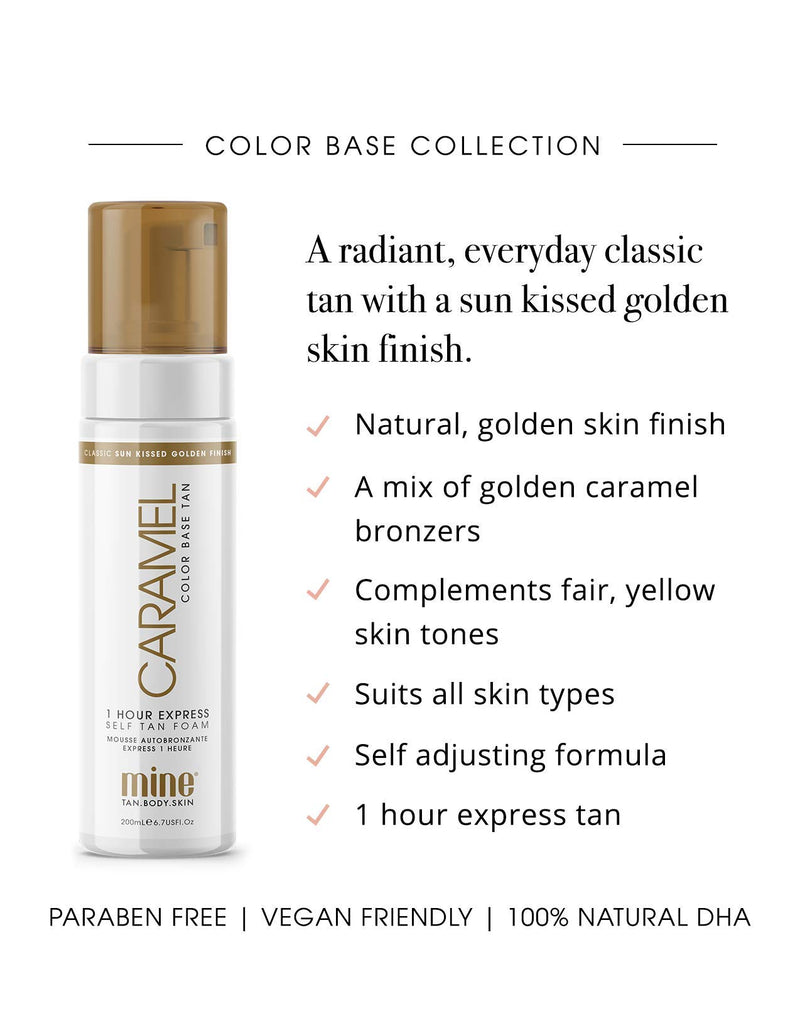 MINETAN BODY.SKIN Caramel Self Tan Foam - Self Tanning Mousse for A Sunkissed, Golden Skin Finish, 1 Hour Express Tan, Vegan, 200ml - NewNest Australia