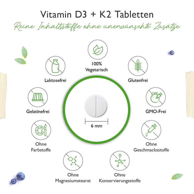 Vitamin D3 20,000 IU + Vitamin K2 200 mcg Menaquinone MK7 Depot - 180 tablets - 99.7+% All-Trans - Laboratory tested - Vegetarian - High dosage - Premium quality 180 pieces (pack of 1) - NewNest Australia