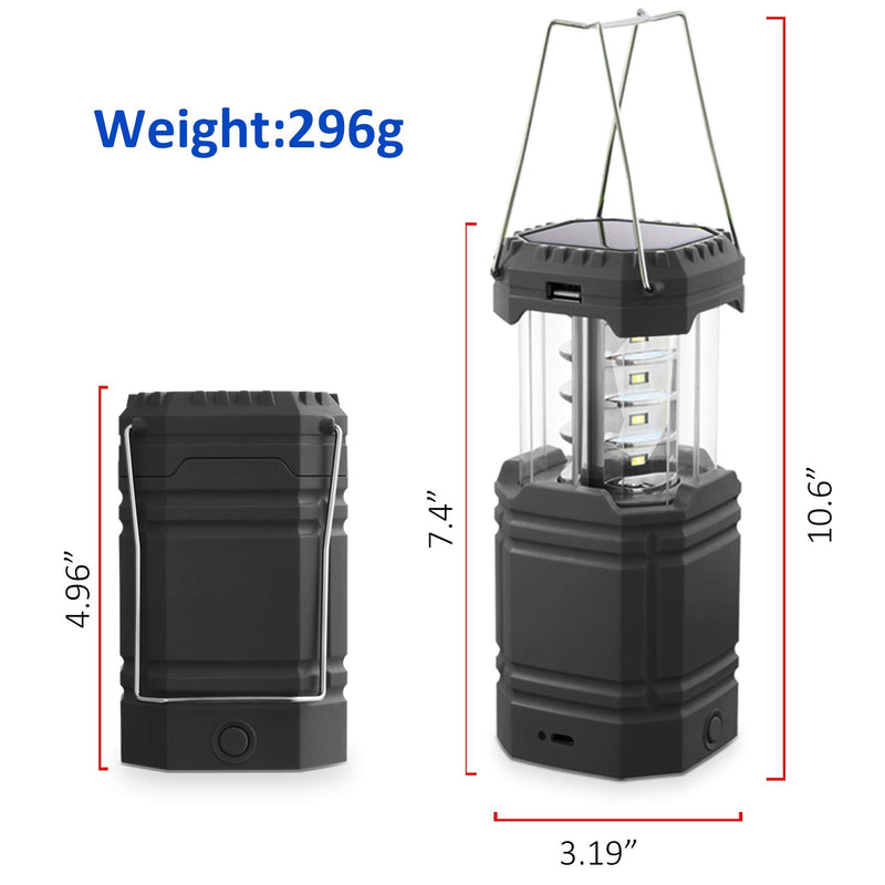 3000 Large Capacity Hand Crank Solar Camping Lantern, Portable Ultra Bright LED Torch, 30-35 Hours Running Time, USB Charger, Electronic Lantern for Outdoor Black - NewNest Australia