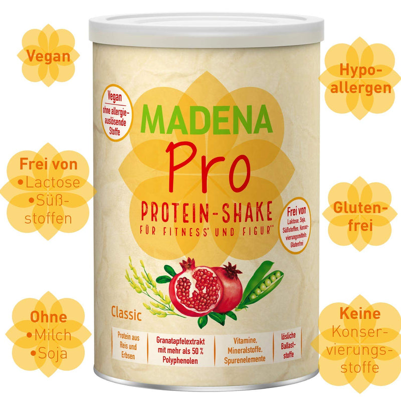 Madena Pro Vegan Protein Powder - Pure Vegetable Protein Powder From Rice And Peas Without Soy - Protein Powder Vegan With High Dose Pomegranate Extract For Your Protein Shake, No Sugar - NewNest Australia