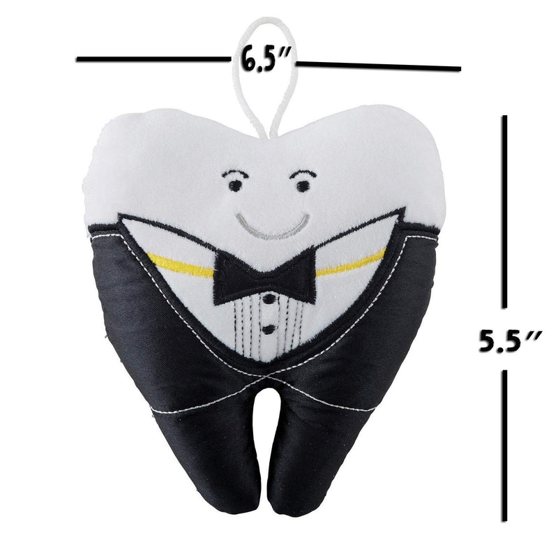 Stephan Baby Plush Tooth-Shaped Fairy Pillow, White with Appliqued Tuxedo Accents - NewNest Australia