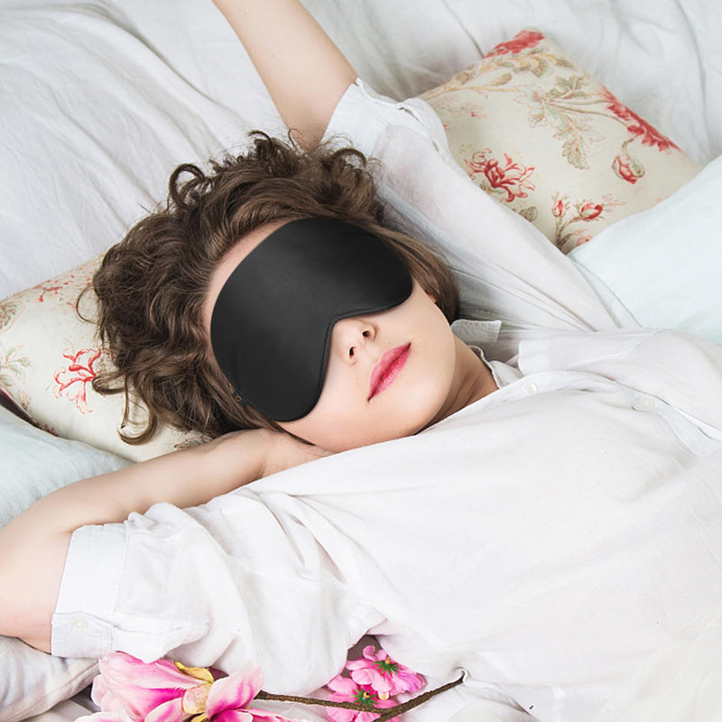 Silk Sleep Mask, Eye Mask, Gritin Light-Blackout Design Ultra Soft & Comfortable 100% Natural Silk Sleeping Mask Eye Blinder with Adjustable Strap and Ear Plug for Men, Women and Kids Black - NewNest Australia