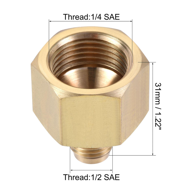 uxcell Brass Pipe fitting, 1/4 SAE Flare Male 1/2 SAE Female Thread, Tube Adapter Connector, for Air Conditioner Refrigeration, 2Pcs - NewNest Australia