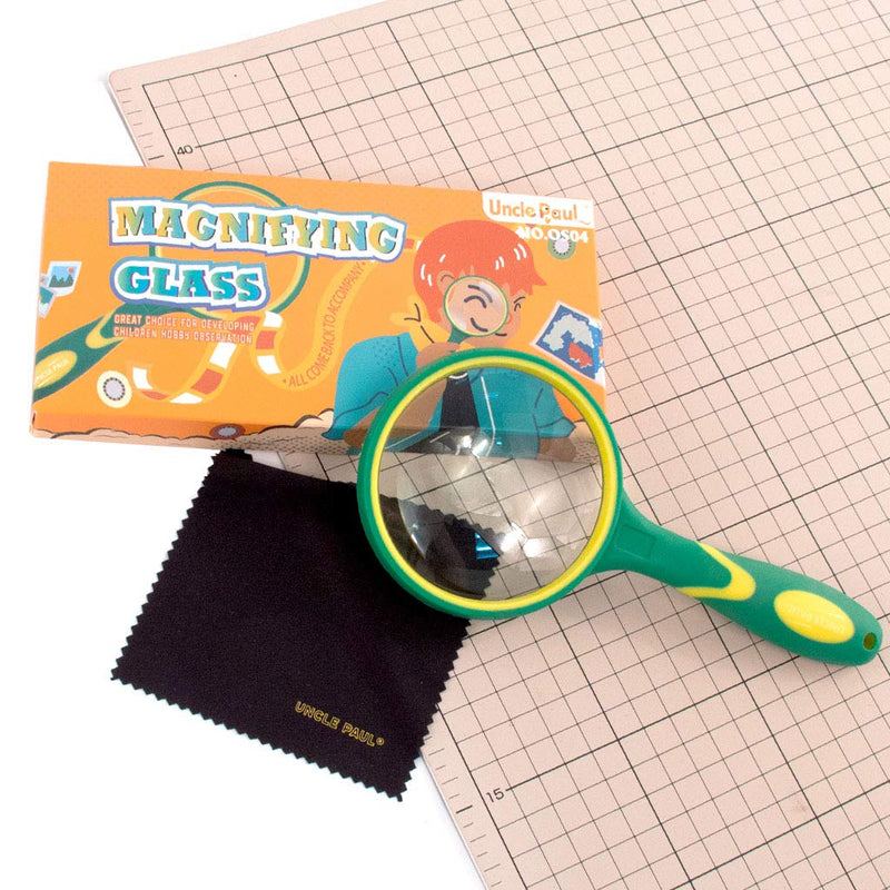 Magnifying Glass 4X-5X Large Handheld Magnifier with Cleaning Cloth - 75mm Thickened Lens Frame Non-Slip Soft Rubber Handle for Seniors Reading Kids Observation Classroom Science Tool Green OS04 - NewNest Australia