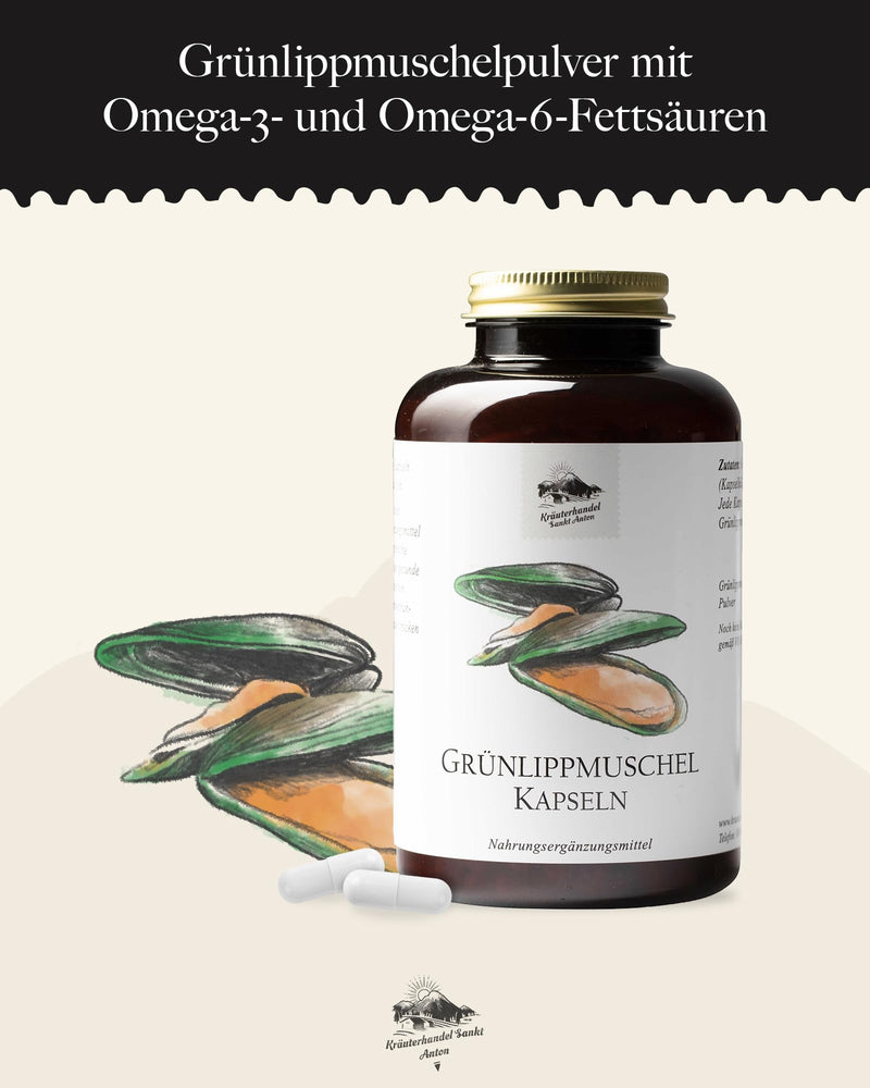 KRÄUTERHANDEL SANKT ANTON Green Lipped Mussel Capsules (150 for 1-3 Months) - Dietary Supplement with Green Lipped Mussel Concentrate - 500 mg per Capsule - Premium Quality 150 Pieces (Pack of 1) - NewNest Australia