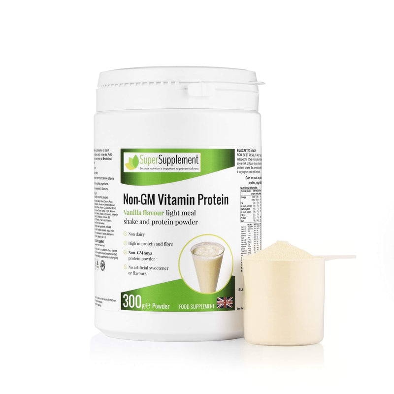 Non-GM Vitamin Protein Powders Weight Loss Shake Food Supplement (Vanilla Flavour) 300g Dairy Free Suitable for Vegetarians and Vegans Diet Meal Replacement Slimming Shakes for Weight Loss Meal - NewNest Australia