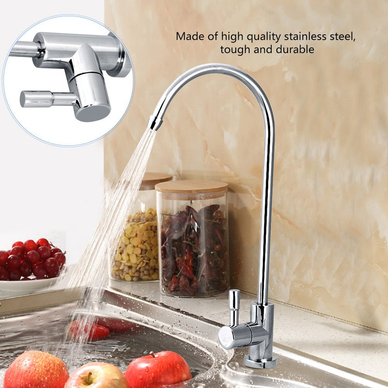 Drinking Water Filter Faucet Tap, Acogedor Stainless Steel Kitchen Sink Purifier Faucet, Swan Neck Modern European Style Swivel Spout Filter Tap, Fits All Water Filter Systems & RO Systems - NewNest Australia