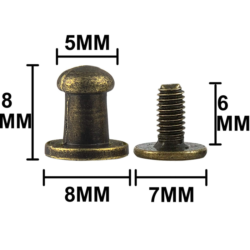 100 Sets 8x5x8MM Bronze Button Spikes and Studs Rivet Round Head Screw Back Leather Craft Rapid Rivet Punk Studs and Spikes for Clothing Shoes Belts Bags Dog Collars Accessories DIY 5/16 Inch - NewNest Australia