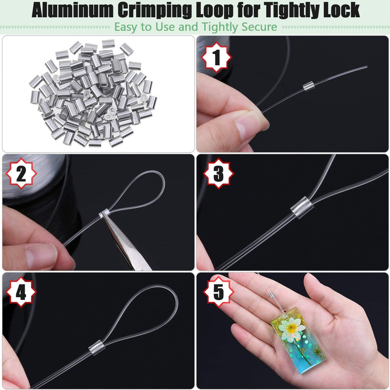 Hanging Wire Clear, Acejoz Thick Fishing Line Nylon String Picture Frame Wire with 100Pcs Crimps Sleeves 70lb Invisible Line for Balloon Garland Picture Hanging Decoration and Crafts (656 Feet) - NewNest Australia