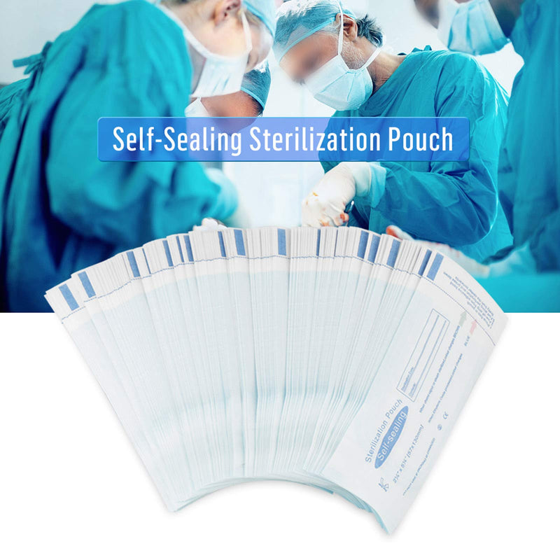 200pcs Dental Self Sealing Sterilization Pouch, Sterile Pouch Small Airtight Pouch Sealing Sterilization Pouches Sterile Bags, Fast and Effective Sealing,Medical Grade PVC,130 X 57 mm / 5.12 X 2.24 In - NewNest Australia