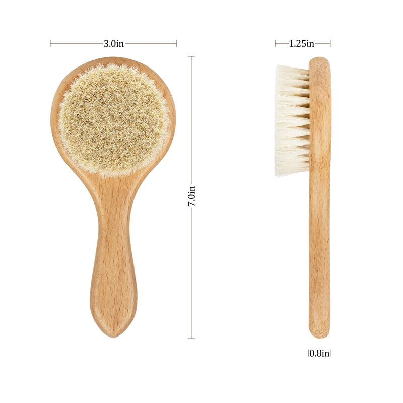 Natemia Wooden Baby Hair Brush and Comb Set for Newborns and Toddlers - Ideal for Cradle Cap Set of 2 - NewNest Australia