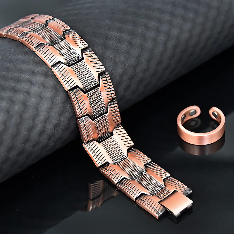 Vicmag Copper Bracelet for Men Copper Magnetic Bracelet Ultra Strength Double Row 3500 Gauss Wristband Brazaletes with Adjustment Tool & Jewelry Gift Box (Copper Pattern) Copper Pattern - NewNest Australia