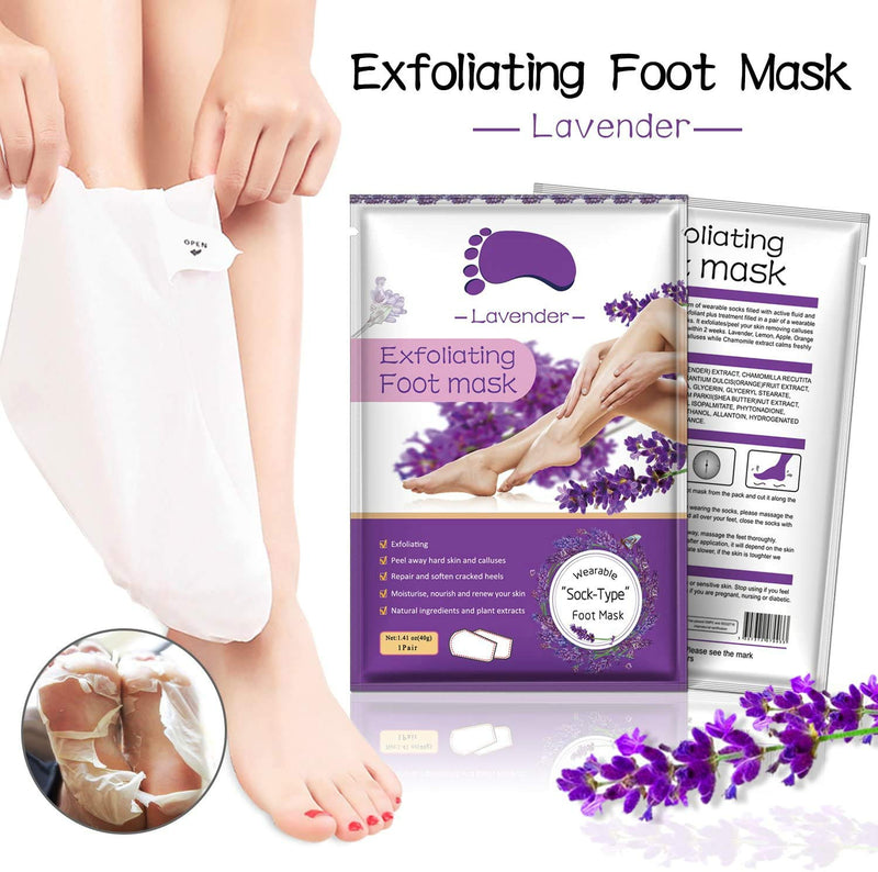 3 Pairs Foot Peel Mask, Exfoliating Foot Mask Remove Calluses & Dead Skin Cells, Peel second day, Completely within 4-7 days (lavender) (3 PCS) - NewNest Australia