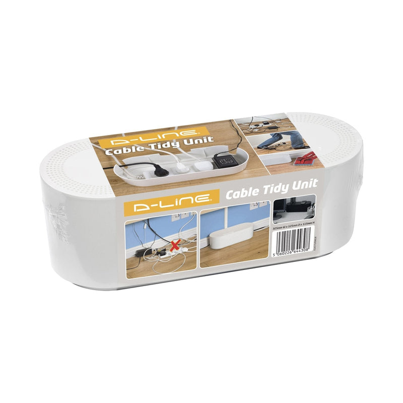 D-Line Cable Management Box, Cord Organizer Box to Hide & Conceal Power Strips, Desk Cable Management Solution, Made from Electrically Safe ABS Material - 12.75" (L) x 5" (W) 4.5" (H) - White Small - NewNest Australia