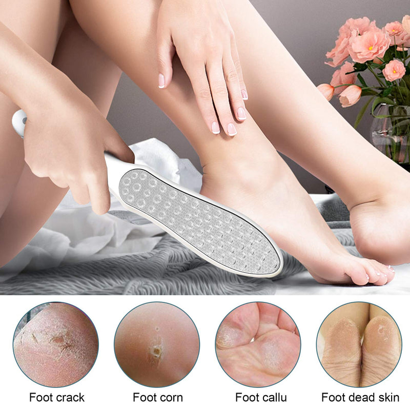 SIchy 2 PCs Foot File | Hard Dead Skin Remover | Cracked Heels Callus Pedicure Scrubber | Pedicure Callus Shaver Exfoliator Rasp Pedi File with 10 Replaceable Blade, Suitable for Wet and Dry Feet White - NewNest Australia